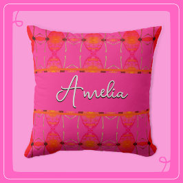 Anpassat namn Cute Girly-Orange och Rosa Kudde