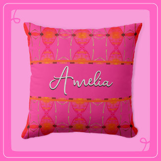 Anpassat namn Cute Girly-Orange och Rosa Kudde