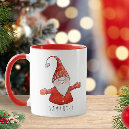 Anpassat namn Cute Gnome Red jul Mugg
