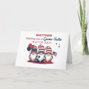 Anpassat namn Cute Gnomes 4 juli Kort
