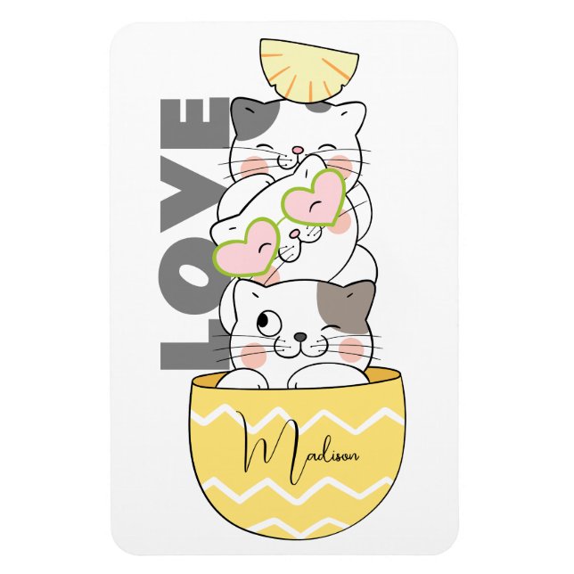 Anpassat namn Cute Kittens Magnet (Vertikal)