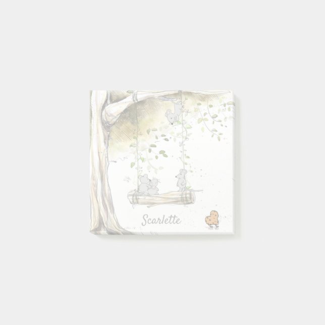 Anpassat namn Cute Mice School Post-it Block (Framsida)