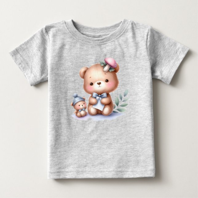 Anpassat namn Cute Nalle Animal Art Art T Shirt (Framsida)