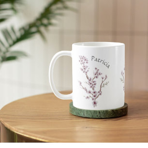 Anpassat namn Cute Nature of Cherry Blommar Rosa Kaffemugg