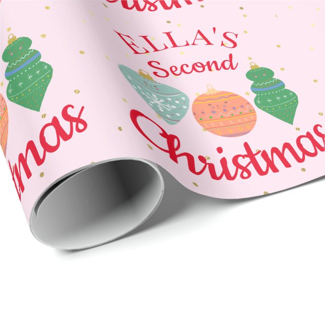 Anpassat namn Cute Ornament Småbarn jul Presentpapper (Rullad Hörn)