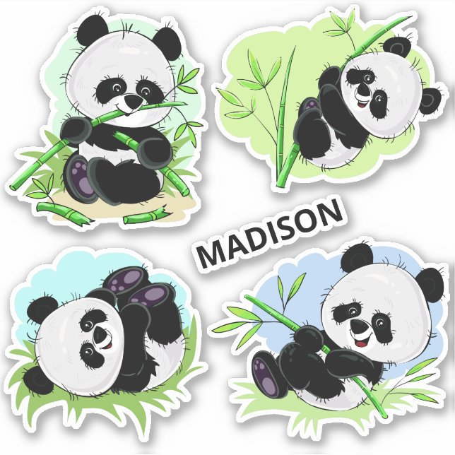Anpassat namn Cute Panda-klistermärken Klistermärken (Framsida)