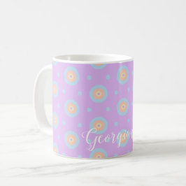 Anpassat namn Cute Pastel Rainbow Bullseyes Mönste Kaffemugg