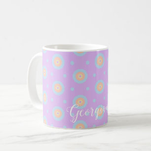 Anpassat namn Cute Pastel Rainbow Bullseyes Mönste Kaffemugg