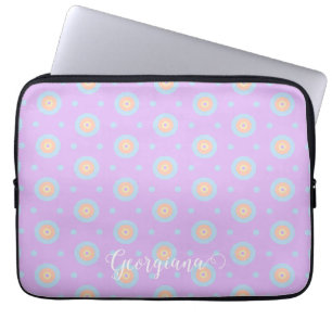 Anpassat namn Cute Pastel Rainbow Bullseyes Mönste Laptop Fodral