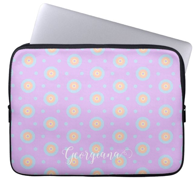 Anpassat namn Cute Pastel Rainbow Bullseyes Mönste Laptop Fodral (Framsidan)
