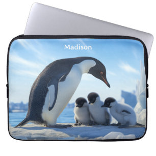 Anpassat namn Cute Penguins Laptop Fodral
