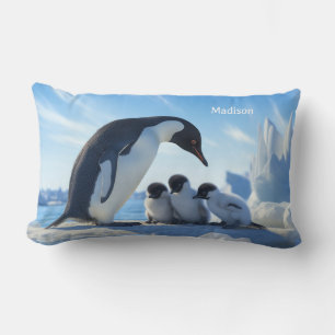 Anpassat namn Cute Penguins Lumbarkudde