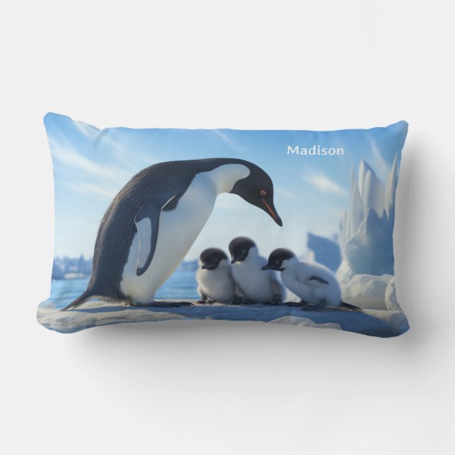 Anpassat namn Cute Penguins Lumbarkudde (Framsida)