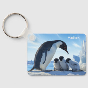 Anpassat namn Cute Penguins Nyckelring
