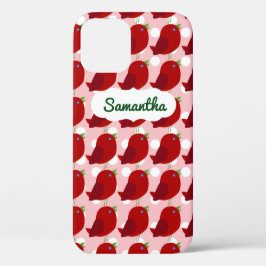 Anpassat namn Cute Red Bird iPhone 12Fodral