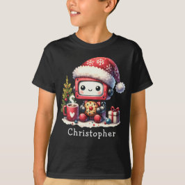 Anpassat namn Cute Robot Winter-Helgdagar - jul T Shirt