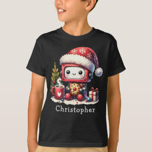 Anpassat namn Cute Robot Winter-Helgdagar - jul T Shirt