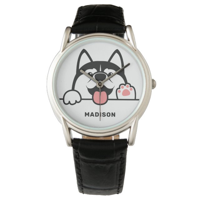 Anpassat namn Cute Siberian husky Armbandsur (Framsida)