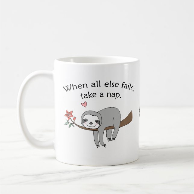 Anpassat namn Cute Sloth Funny Nap Quote Sloth Äls Kaffemugg (Vänster)
