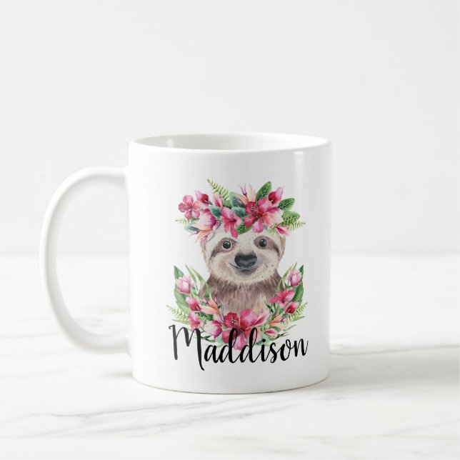 Anpassat namn Cute Sloth Mugg Nurse Teacher Gift (Vänster)