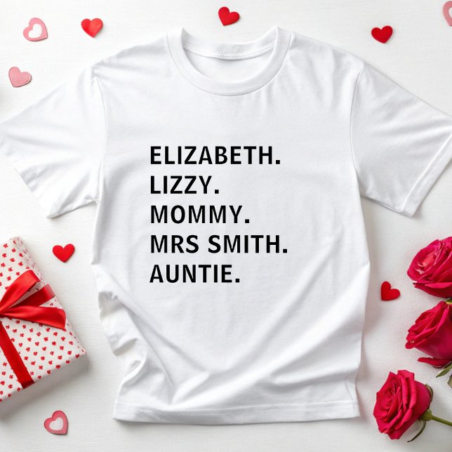 Anpassat namn Cute Womens Nickname Sister Auntie M T Shirt (Skapare uppladdad)