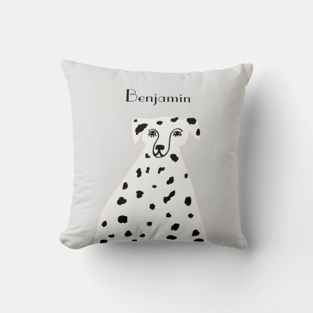 Anpassat namn Dalmatian Hund Abstrakt Art Grått Kudde (Framsida)