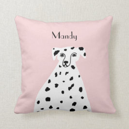 Anpassat namn Dalmatian Hund Abstrakt Art Rosa Kudde
