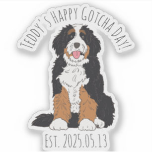 Anpassat Namn & Datum Bernedoodle Glad Födelsedag Klistermärken
