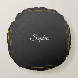 Anpassat namn Dekorativ kudde - Elegant Black & Gu