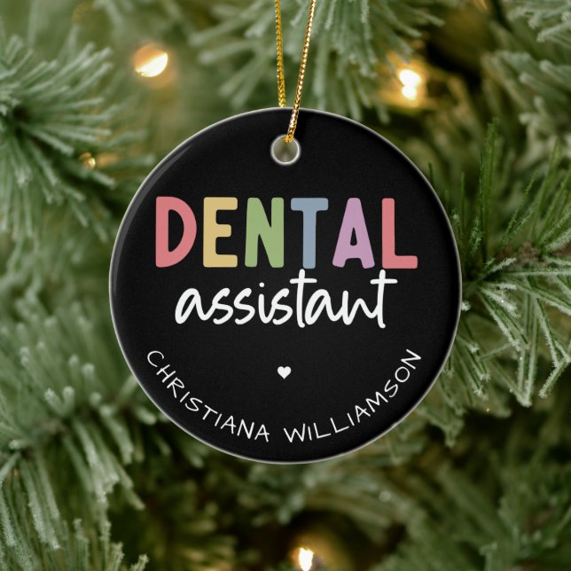 Anpassat namn Dental Assistant Gift Julgransprydnad Keramik (Träd)
