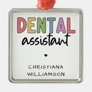 Anpassat namn Dental Assistant Gift Julgransprydnad Metall