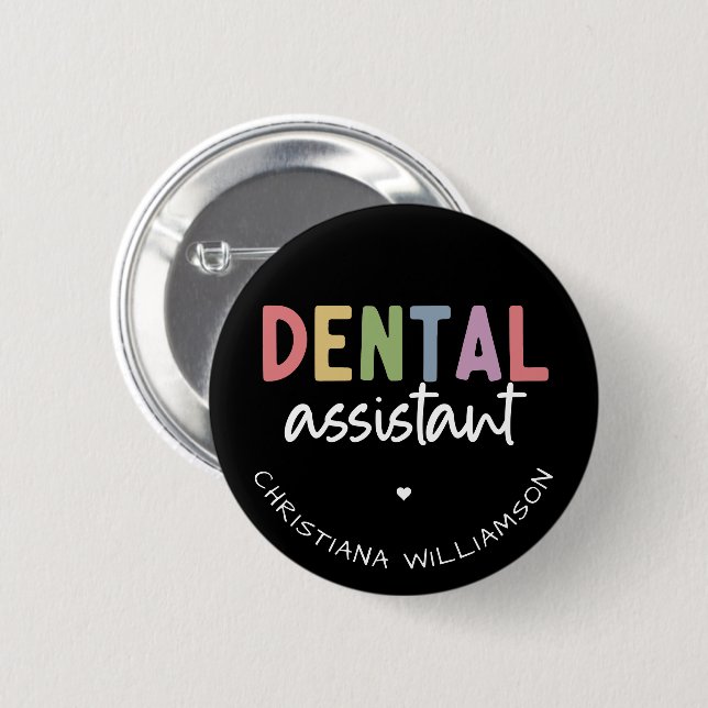 Anpassat namn Dental Assistant Gift Knapp (Framsida & baksida)