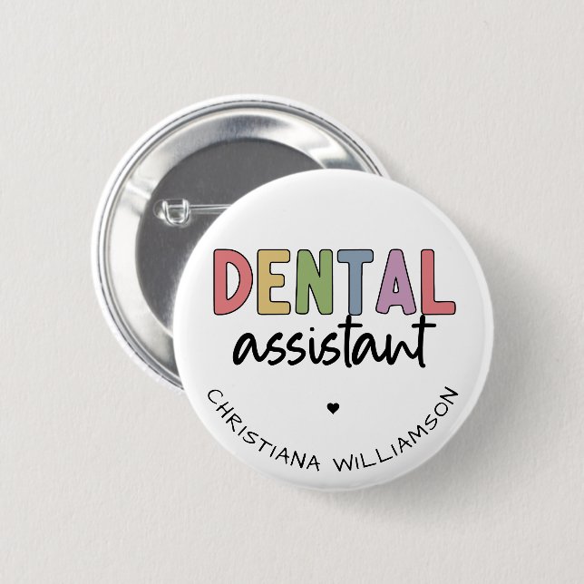 Anpassat namn Dental Assistant Gift Knapp (Framsida & baksida)