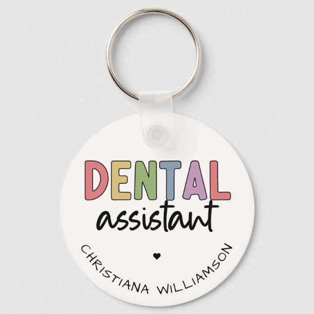 Anpassat namn Dental Assistant Gift Nyckelring (Framsida)