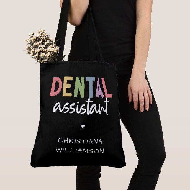 Anpassat namn Dental Assistant Gift  Tygkasse (Närbild)