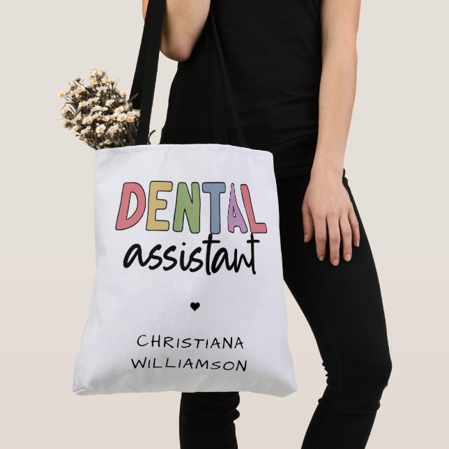 Anpassat namn Dental Assistant Gift Tygkasse (Närbild)