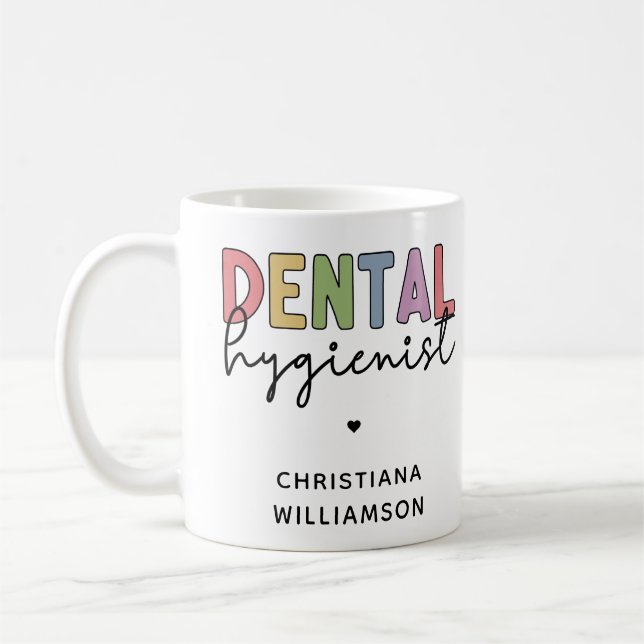 Anpassat namn Dental Hygienist RDH-gåvor Kaffemugg (Vänster)