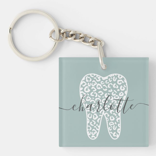 Anpassat namn Dental Leopard Print Tooth Gift (Framsidan)