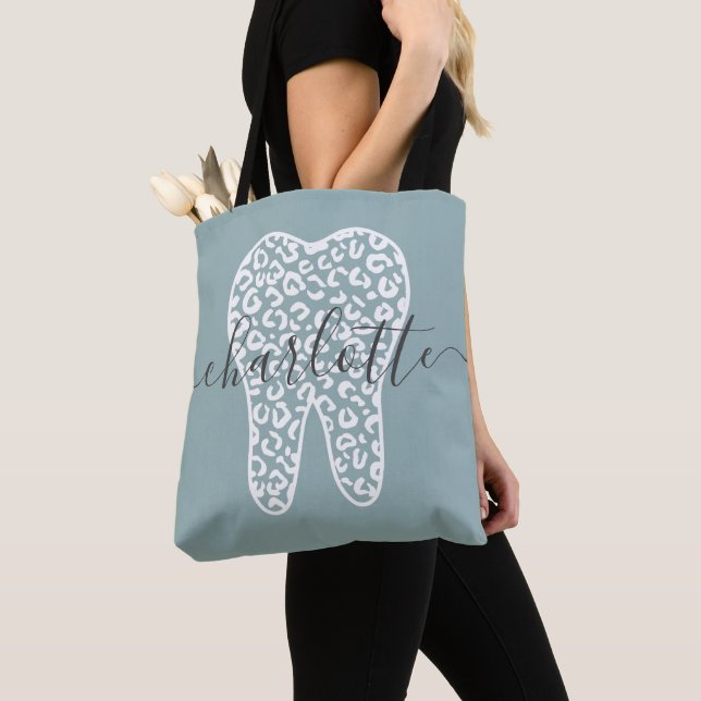 Anpassat namn Dental Leopard Print Tooth Gift Tygkasse (Närbild)