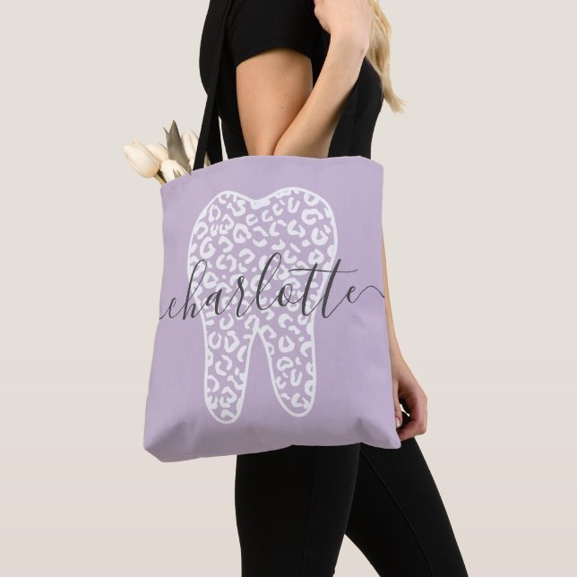 Anpassat namn Dental Leopard Print Tooth Gift Tygkasse (Närbild)