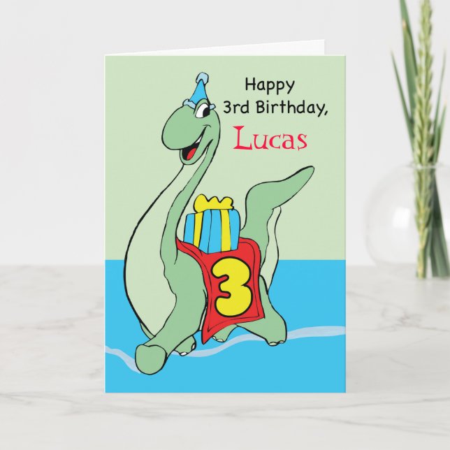 Anpassat namn Dinosaur, 3:e födelsedagen, Lucas Kort (Framsida)
