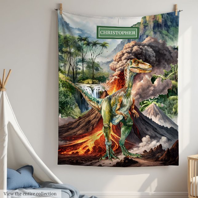 Anpassat namn Dinosaur Blanket för barn Birthday Fleecefilt (Custom Name Dinosaur Blanket for Kids Birthday)
