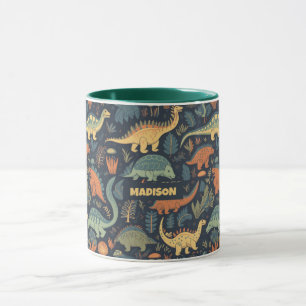 Anpassat namn Dinosaur Mönster Mugg