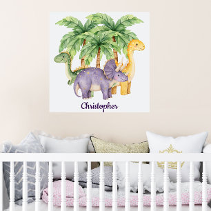 Anpassat namn Dinosaurs Handflatan Träd Poster