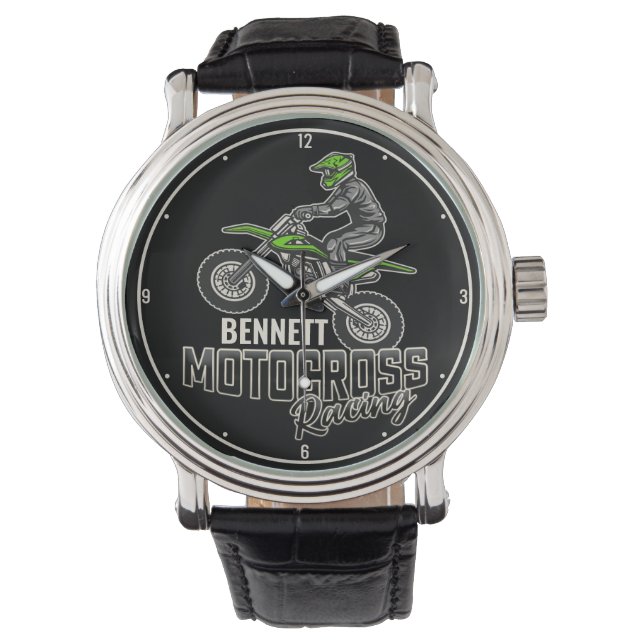 Anpassat namn Dirt Bike Rider Motocross-Tävla Armbandsur (Framsida)