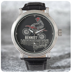 Anpassat namn Dirt Bike Rider Motocross-Tävla Armbandsur