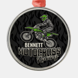 Anpassat namn Dirt Bike Rider Motocross-Tävla Julgransprydnad Metall