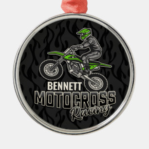 Anpassat namn Dirt Bike Rider Motocross-Tävla Julgransprydnad Metall