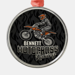Anpassat namn Dirt Bike Rider Motocross-Tävla Julgransprydnad Metall