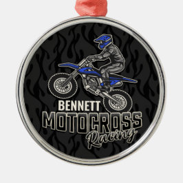 Anpassat namn Dirt Bike Rider Motocross-Tävla Julgransprydnad Metall